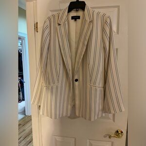 Winter-white and Navy Pin-Striped Jacket